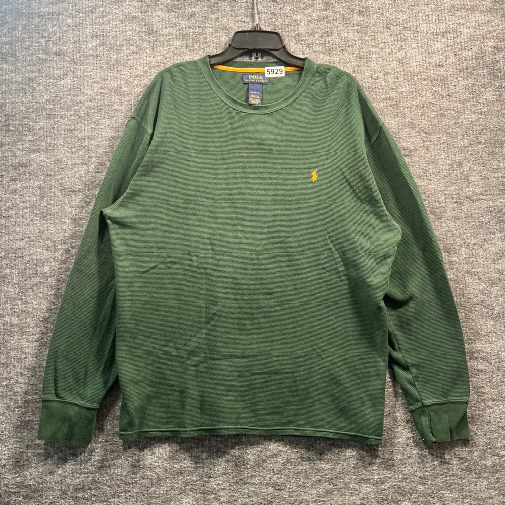 Polo Ralph Lauren Mens XL Green Waffle Knit Thermal Long Sleeve Shirt